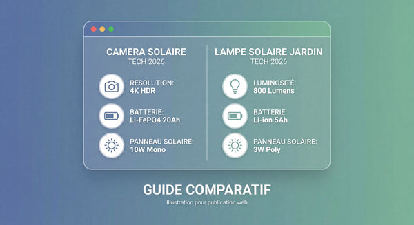 Guide Technologique Complet 2026 : Caméra Solaire & Éclairage Solaire Extérieur — Décryptage des Specs pour Bien Choisir