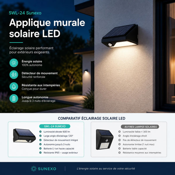 Applique solaire LED : SWL-24 vs SWL-38 — quel modèle choisir pour votre extérieur ?