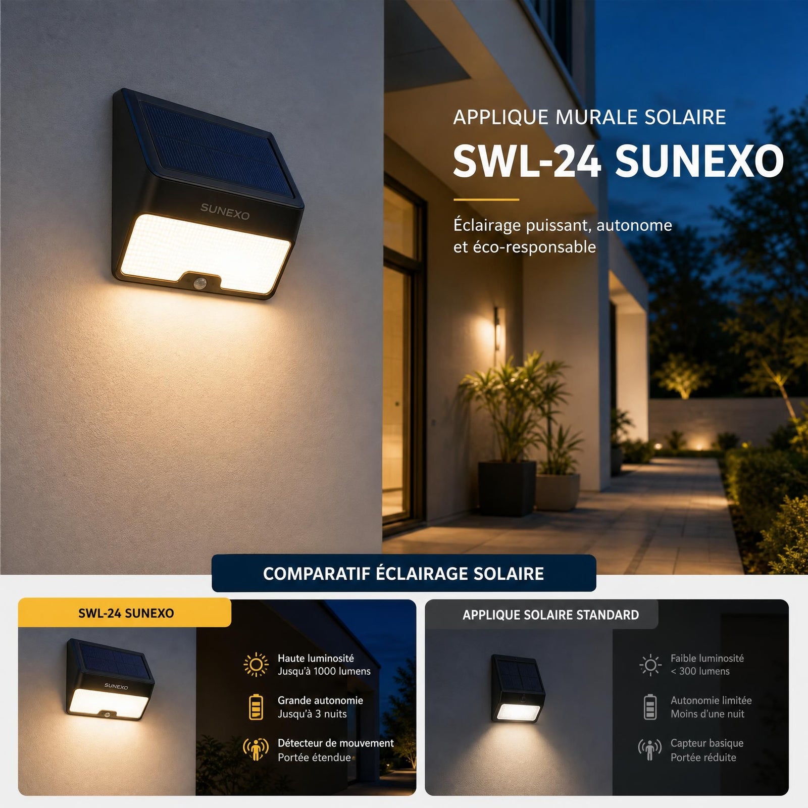 Applique solaire LED : comment choisir la bonne ? comparatif SWL-24 vs SWL-38 et guide de décision 2026