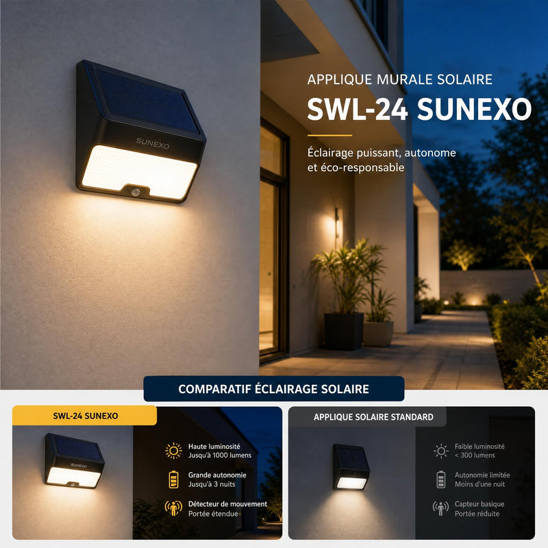 Applique solaire LED : comment choisir la bonne ? comparatif SWL-24 vs SWL-38 et guide de décision 2026