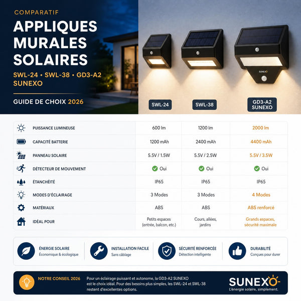 Applique murale solaire : quel modèle choisir en 2026 ? le guide comparatif complet pour décider sans se tromper