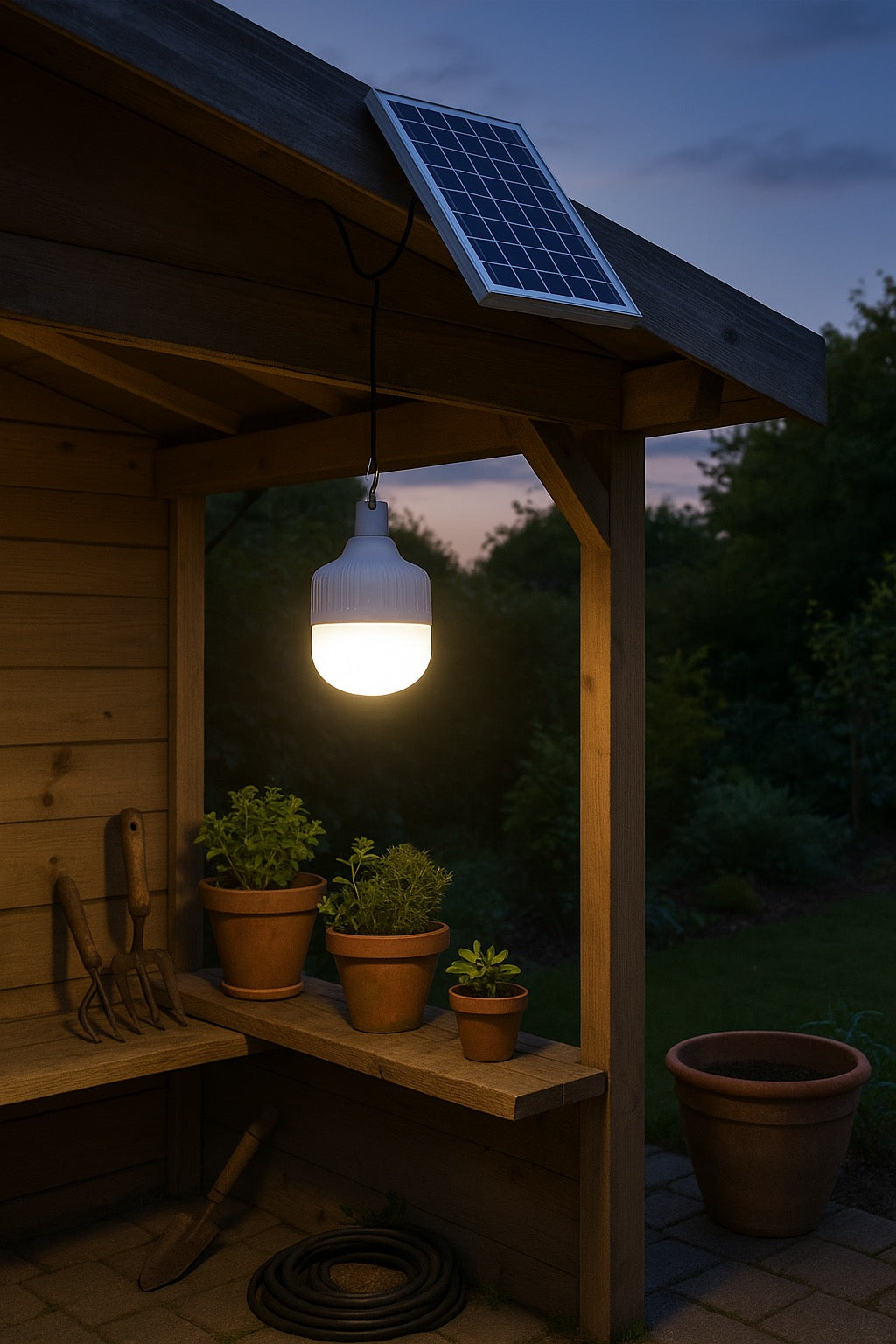 Ampoule LED solaire  optonica avec panneau solaire  Accrochée au plafond