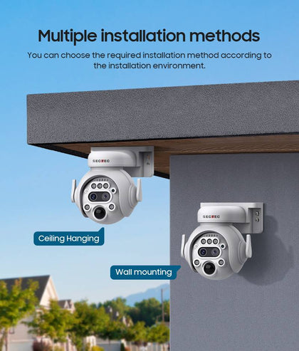 Caméra Solaire WiFi 6MP PTZ | Zoom 12X | Détection Mouvement | IP66 | Sans Fil | Sunexo ST-515A