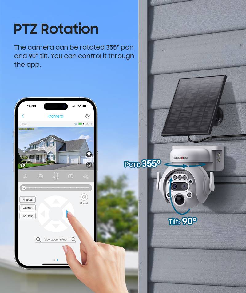 Camera solaire SECTEC ST-515A rotation PTZ