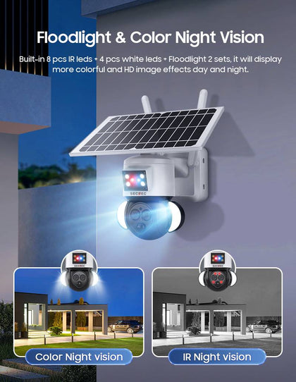 Caméra Solaire WiFi 6MP Motorisée | Zoom 12X | Détection Mouvement | IP65 | Sans Fil | Sunexo ST-558