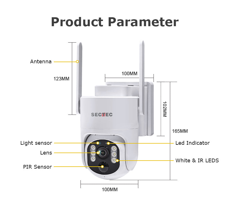 Wi-Fi Sectec ST-627 Solarkamera