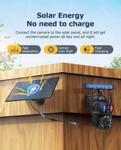 Caméra Solaire PTZ WiFi 6MP | Zoom 36X | Vision Laser 150m | IP66 | Sans Fil | Sunexo ST-699