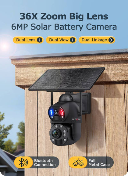 Caméra Solaire PTZ WiFi 6MP | Zoom 36X | Vision Laser 150m | IP66 | Sans Fil | Sunexo ST-699
